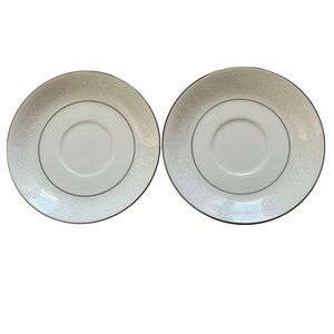 2 American Limoges the Salem heritage collection lace bouquet saucer plates 6”